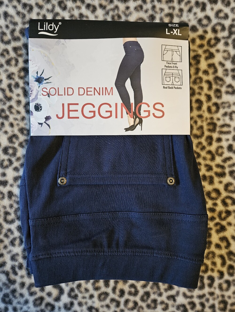 Lildy Solid Denim Jeggings, Size L-XL, Brand New (Navy Blue)